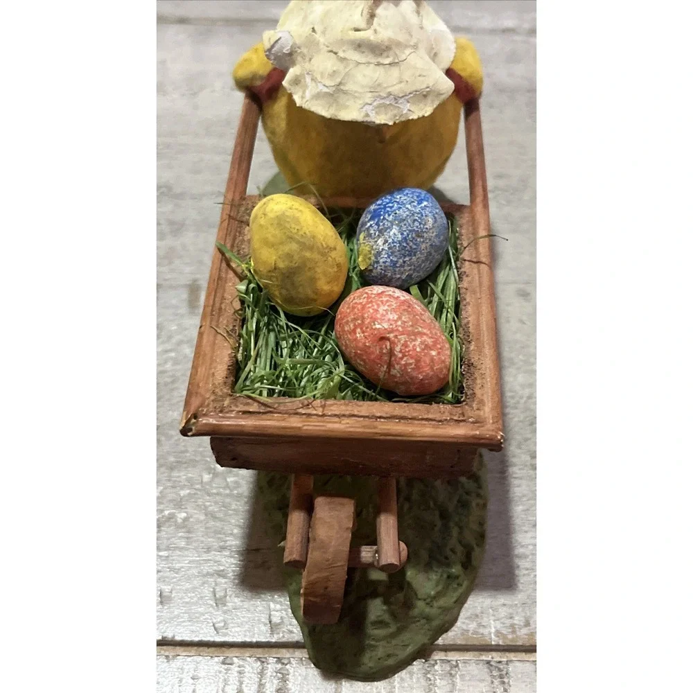 Bethany Lowe Designs Chick Pushing A Cart Full of Eggs Figurine‎ By Bruce Elsass